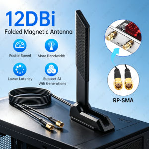 Fenvi | WiFi 6E 6Ghz Antenna Magnetic Foldable 2.4G/5G 12DBi High Gain External Signal Receiver Antenna For Network Card Wireless Router