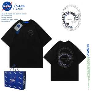 Summer New American Letter Short Sleeve T-Shirt Mens Heavyweight Pure Cotton Trendy Street Loose Half Sleeve Couples Top