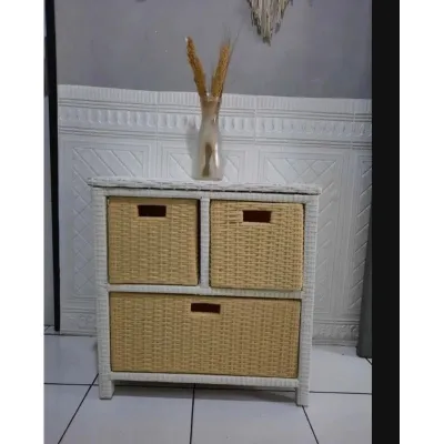 Terlaris COD Lemari Rotan plastik Meja TV Laci Susun 3 Minion buffet serbaguna Bebas pilih warna