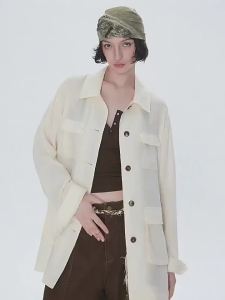 ANNACHIC | Áo Khoác Dễ Dàng Thoáng Mát Phong Cách Retro Chic Flax