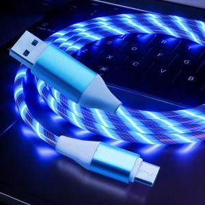 Glowing Cable Fast Charging Mobile Phone Charging Cables LED Light Fast Charging Cable Micro USB Type C Fast Charger Cable iPhone Charging Cable