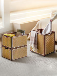 MANHAOSHI | Portable Wooden Wicker Storage Organizer