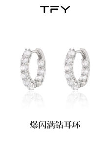 Flashy Zircon Hoops Earrings Minimalist Design Sensation Luxury Light Fashion Copper Material Unique Small Niche Jewelry