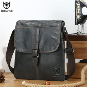BULLCAPTAIN | BULLCAPTAIN Commuter Leather Shoulder Bag Mens Multifunctional Top Layer Cowhide Handbag Casual Crossbody Bag Retro Tote Bag