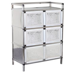 Stainless Steel Aluminum Alloy Kitchen Cabinet Storage Cabinet Dining Room Sideboard Bowl Cabinet Modern Minimalist Style