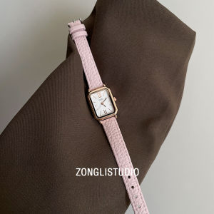 Vertical Korean Simple Square Watch Female Pink Elegant Belt Small Exquisite Student Niche Style Ins Style Waterproof