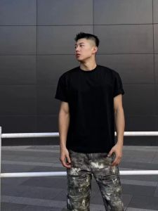 ZHUOCAN | Summer American Streetwear Small Collar Mens Short Sleeve Tshirt