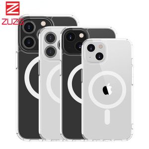 Ốp lưng Zuzg nam châm mạnh rõ ràng cho iPhone 16Pro Max ~ 12 Series 11 Pro Max Mini X XS 8 7 [không màu vàng] [Bảo vệ chống rơi lớp triệu] tương thích với vỏ mỏng bảo vệ chống sốc MagSafe
