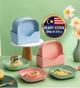 【Ship in 24 hours】10Pcs Multi-function Spit Bone Dish Household Food Grade Plastic Spit Bone Dish Round Square Set Dining Table Garbage Plate