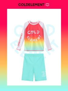 Childrens Long Sleeve Swimsuit Separate Shorts Sun Protection Quick Dry Vacation Swimwear Boy Girl Surfing Leisure Pattern