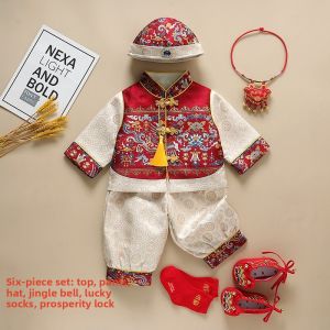 Chinese Style Birthday Celebration One Year Old Ceremony Clothes Boys Cheongsam Tang Suit Childrens Traditional Festive Outfits