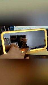 SEAMETAL ที่บังแดดในรถยนต์แบบพกพา กระจกแต่งหน้า ไฟ LED แบบชาร์จไฟได้ กระจกเสริมความงาม