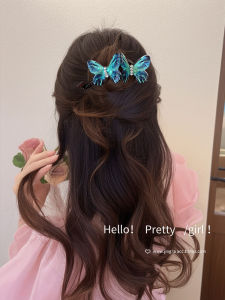 Retro Butterfly Hairpinสําหรับผู้หญิง2024ใหม่มาถึงHigh-Endอุปกรณ์เสริมผมTwisted One-ตัวอักษรคลิปSemi-Tied Hairpin