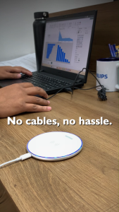 Philips 15W Fast Charging Wireless Black Charger Disc with 1.5M USB-C Cable Charging Dock Station Black and White With Blue Power Light powerbank Portable charger for travel Qi Wireless Fast charger Best charger for Android and Iphone 16/15/14