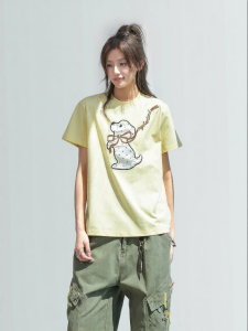 CHANT2nd | Dog Embroidery Dotted Short Sleeve Cool Summer Tshirt