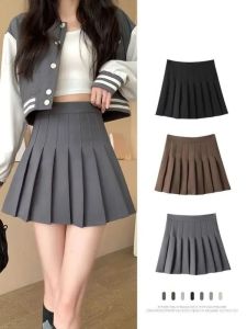 New pleated skirt for 2026 Womens Mini Skirts Japanese School High Waist Kawaii Cute grey Plaid Skirt Uniform Harajuku Jupe