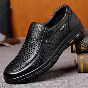 SHIPAILUO | Leather Mens Casual Shoes Breathable Thick Bottom Business Leisure Shoes For Middle-Aged And Elderly Spring Summer
