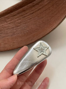 Original Design Silver Leather Star Rhinestone Hair Clip BB Clip Forehead Side Hair Card Headwear Luxury Feeling