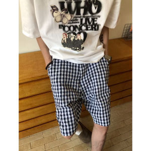 Quần Short Kẻ Caro Đen Phong Cách Mỹ Cổ Điển Cho Nam Mùa Hè Mỏng Quần Dài Năm Điểm Quần Dài Vừa Phải Quần Dài Thường Ngày