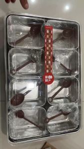 ชุดครัวปรุงรสขวดเครื่องปรุง กล่องใส่เครื่องปรุง กล่องใส่ขนม กล่องใส่อาหาร กล่องรวมกัน 6/8 กริด ใสรสกล่องรวมกันตั้ง