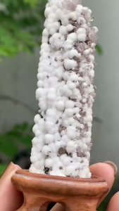 apophyllite on prehnite stalagmite natural mineral specimens 好独特的方解石在葡萄石上的钟乳状天然矿物标本（鱼眼石）🐟表层球状细闪亮亮 晶体透亮紫粉色矿石标本