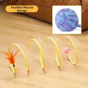 7o | Entertainment Cat Tunnel & Teaser Toy with Mouse & Feather