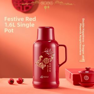 GIANXI | Insulated Wedding Gift Red Glass-Insulated Thermos Large Capacity Home Hot Water Bottle