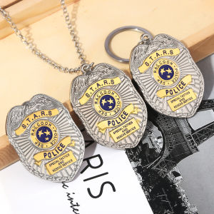 Game Resident Evil Raccoon City Police Department Badge Necklace Metal STARS Keychain for Women Men Backpack Accessories Gifts