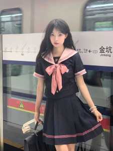 Japanese Style JK Uniform Set for Women Summer New Arrival Navy Collar Short Sleeve Shirt Underwear Pleated Skirt Two-Piece Set