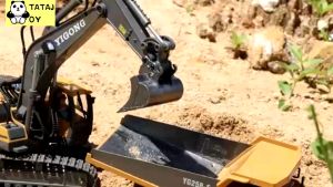 Tatajoy Mainan Excavator Remote Control 11Channel Excavator +Dump Truck Kendaraan Konstruksi Set 2.4Ghz Crawler RC Excavator mainan anak Laki Laki Mobil Remote Excavator - Ekskavator Remote Control