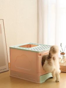 Portable Foldable Top entry Square Hooded Cat Litter Box with Drawer Tray Cat Toilet / Litter Pan / Tandas Kucing