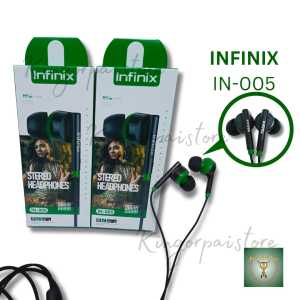 IN-005 INFINIX EARPHONE/HEADSET/HANDSFREE BIG BASS STREO MUSIK JERNIH