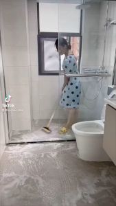 Chổi cọ nhà vệ sinh cây chà sàn kèm gạt nước đa năng 2 trong 1 đầu xoay 120 độ cọ sạch khe hẹp và góc tường