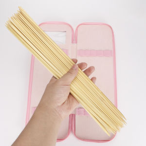 QJH ชุดเข็มถักไม้ไผ่ปลายแหลม 40 ชิ้น 10 ขนาดตั้งแต่ 2.5 มม.-6.0 มม. (ความยาว 13.7 นิ้ว) สำหรับผู้เริ่มต้นหรือผู้เรียนขั้นสูง