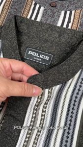 POLICE Kemeja Koko Border Printing Cotton Soft Lengan Panjang Regular Fit Pria