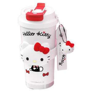 Cốc Nước Giữ Nhiệt HelloKitty Bằng Thép Không Gỉ Bên Trong Bằng Gốm Có Van Châm Bi Kim Cương Cho Phụ Nữ Cốc Đựng Cà Phê Đi Kèm Thìa