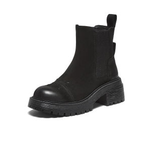 Bastu Winter New High Heel Sheepskin Boots Chelsea Tube Boots Martin Boots Women Short Boots U6261DD4 Fashionable Youth Casual Booties