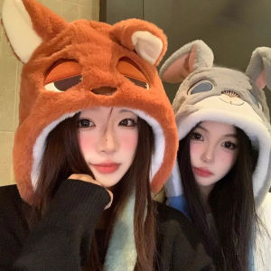 หมวกตุ๊กตาการ์ตูนน่ารักสไตล์อนิเมะ ซูโทเปีย จูดี้ นิค หูขยับได้ อุ่นในฤดูหนาว น่ารัก สไตล์คู่รัก หมวกแฟชั่นอเนกประสงค์ ของขวัญสำหรับแฟนอนิเมะ