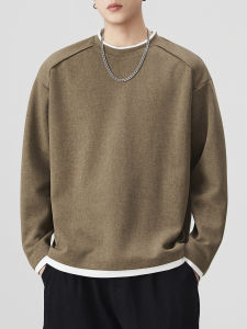 Áo Thun Nam Dài Tay Cổ Tròn Thường Ngày Mùa Xuân Thu Phong Cách Mỹ Rộng Rãi Thương Hiệu Hợp Thời Trang Lót Hai Mảnh Áo Phông