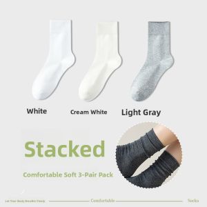 miiow | Pure Cotton Maternity Socks Womens Mid-Calf No-Show Socks Moisture Wicking Solid Color Comfortable Breathable Cotton Socks