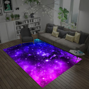 Dreamy Galaxy Starry Night Non-Slip Carpet Modern Minimalist Style Living Room Bedroom Full Coverage Yoga Practice Area Rug
