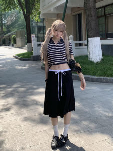 กระโปรงทรงเอผ่าหน้าด้านในสีตัดกันสำหรับผู้หญิง กระโปรงทรงเอยาวปานกลาง กระโปรงสั้นทรงเอแบบมีซิป