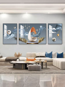 Modern Minimalist Living Room Decorative Painting Luxury Lightweight Sofa Backdrop Wall Art Abstract Geometric Triptych