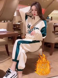 Womens Sporty Casual Running Outfit Two-Piece Set Fashionable Sweatshirt Small Size Autumn Winter New Arrival Trendy