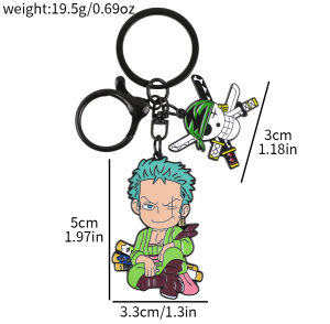 Bandai | One Piece Anime Keychain Set - Monkey D. Luffy & Roronoa Zoro Cartoon Characters Backpack Decoration Collectible Gift