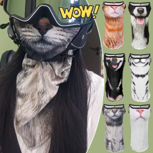Motorcycle Riding Face Covering Ear Hanging Sun Protection Mask Neck Cover Half Covering Mask Funny Cat Mask Unique Animal