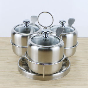 Sử Dụng Tại Nhà Thép Không Gỉ 304 Chai Gia Vị Xoay Hộp Đựng Gia Vị Bộ Gia Vị Nồi Muối Nhà Bếp Sử Dụng Thương Mại Bảo Quản Bình