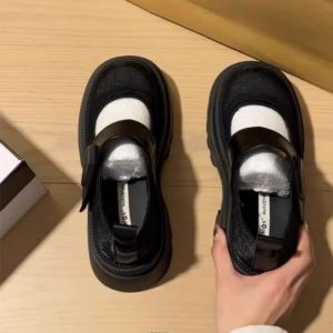 IELGY Mary Jane shoes womens black leather shoes new Chinese style thick-soled shoes