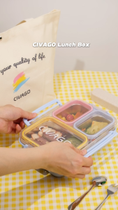 CIVAGO 304 Stainless Steel Insulated Lunch Box Large Capacity Microwaveable for Student＆Office
