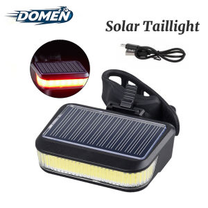DOMEN Bicycle Solar LED Taillight Type-C Charging Bicycle Taillight Night Riding 650MAH 6Gears Waterproof Safety Warning Light